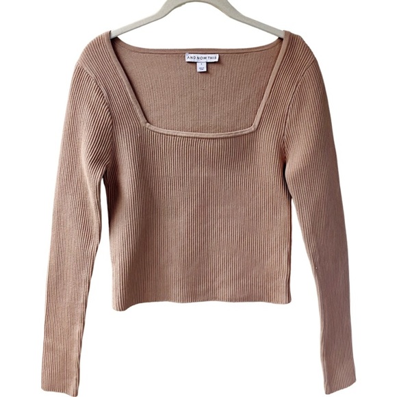 And Now This Tops - Quiet Luxury Minimalist Neutral Ottoman Ribbed AND NOW THIS Top Small Beige